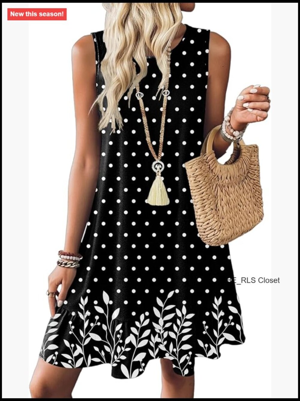 Polyester Blend Sleeveless Sundress With Pockets And Ruffle Hem
